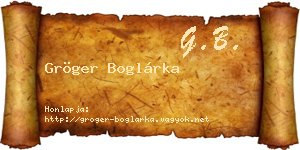 Gröger Boglárka névjegykártya